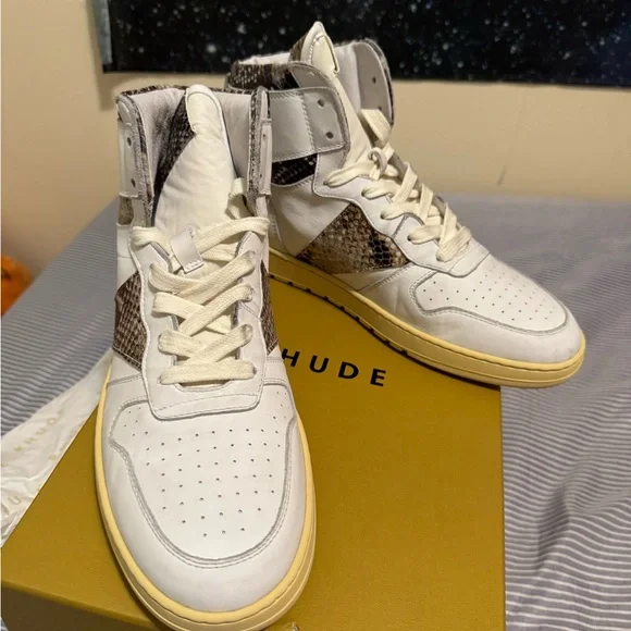 Rhude White and Snake Pattern High-Tops